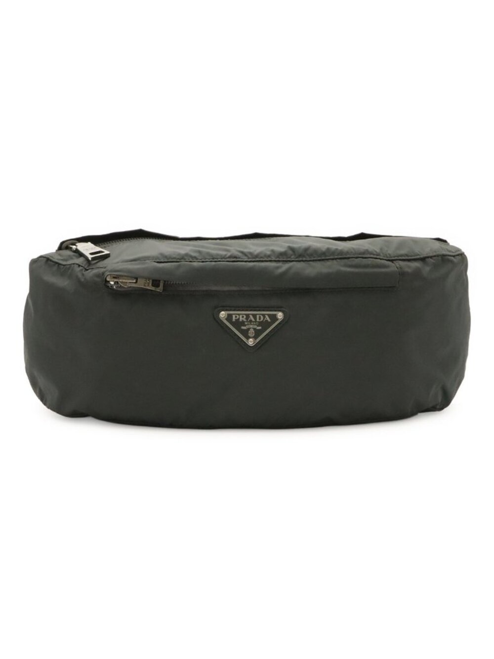 Prada Triangle Logo Belt Bag Waist Pouch Hip Nylon Gray Silver